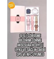 Akıllı Saat Amoled Ekran 3 Kordonlu Aksesuar Hediyeli Sesli Görüşme