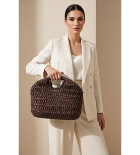 Elit BTN01 Kadın Örgü El Çantası Kahverengi