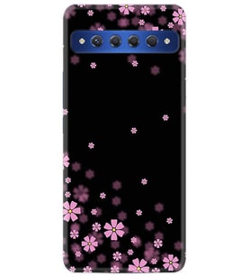 TCL 10 Plus Kılıf Desenli Silikon Black flowers