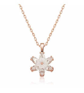 Gümüş Rose Beyaz Lotus Çiçeği Kolye  SL3050