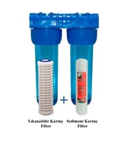 Sayaç Filtresi Yıkanabilir ve Pislik Tutucu Kartuşlu 10" inç (Siyah - Beyaz)