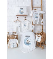 Pia Baby Premium Erkek Yenidoğan Bebek Hediyesi İsme Özel Hastane Çıkışı Set 5071-00 (Ekru)