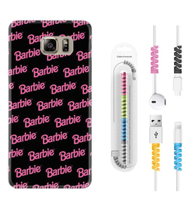 Samsung S7 Edge S20 Fe Plus Ultra S21 S22 Kılıf Kablo Koruma Spiral Silikon Barbie 1404