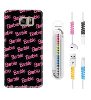 Samsung S7 Edge S20 Fe Plus Ultra S21 S22 Kılıf Kablo Koruma Spiral Silikon Barbie 1404