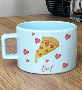 Kişiye Özel Pizza Lover Hediye Pastel Fincan (Mavi)
