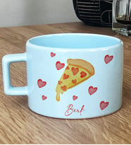Kişiye Özel Pizza Lover Hediye Pastel Fincan (Mavi)