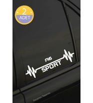 Audi A6 Nabız Kalp Atışı Ritim A6 Araç Uyumlu Oto Sticker 2 Adet Beyaz 20*7CM