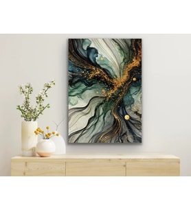 Yeşil Mavi Soyut Kanvas Tablo 70x100cm