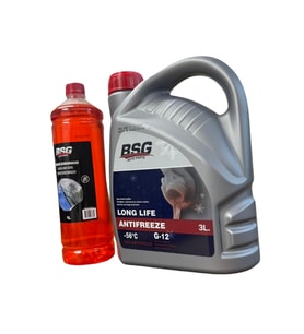 Kırmızı G12 Organik Antifriz -56 Derece 3 Litre ve Konsantre Cam Suyu 1 Litre Takım Seti