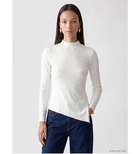 LC WAIKIKI Ekru Asimetrik Kesim Kadın Fitilli Body