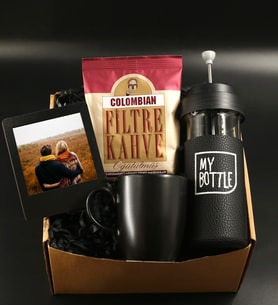 Kişiye Özel Siyah Instagram Çerçeve& French Press Cam Mug& Siyah Kupa& Colombian Filtre Kahve Hediye Seti