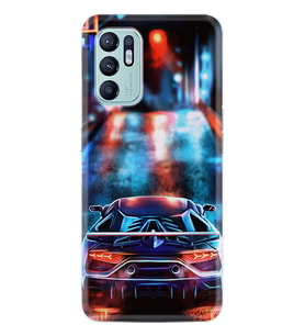 Oppo Reno 6 Kılıf Silikon Desen Özel Seri Neon Cars 1724