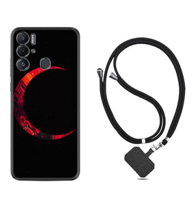 Tecno Pova Neo Kılıf Silikon Boyun Askılı İpli Desenli Silikon Red Moons 1747