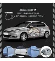 Citroen C4 Oto Araç Kapı Koruma Fitili 5metre Parlak Gri Renk