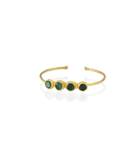Kadir Jewellery 22 Ayar Altın Kaplama Zirkon Taşlı Ayarlanabilir Trend Bilezik (K.Yeşil)
