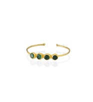 Kadir Jewellery 22 Ayar Altın Kaplama Zirkon Taşlı Ayarlanabilir Trend Bilezik (K.Yeşil)