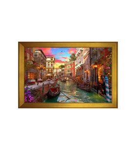 Manzara Temalı Kanvas Tablo 80 x 110 cm Gold Çerçeve