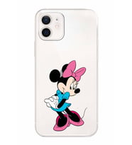 Apple iPhone 12 Uyumlu Kamera Korumalı Tıpalı Kapak Minnie Mouse TasarımlıŞeffaf Kılıf