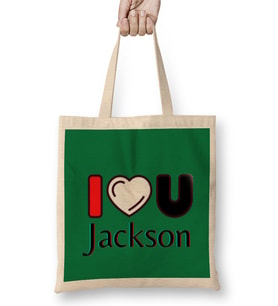 Jackson Name personalized Custom vintage Retro Rainbow Design Gift Baby- Gift For Him Bez Çanta Uzun Saplı