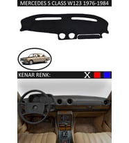 Mercedes S Class W 123 1976-1984 İçin Uygun Torpido Koruma Halısı Siyah Kenar Renk Siyah