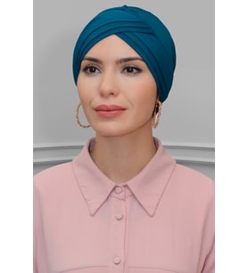 P. Mavisi Pratik Hazır Geçmeli Tesettür Bone Sandy Kumaş Üç Çapraz 1803_17