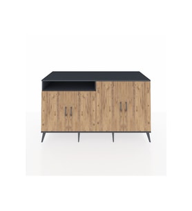 Kronos Konsol 4 Raflı 4 Kapaklı 176x59x99 Antrasit-Çam/Antrasit