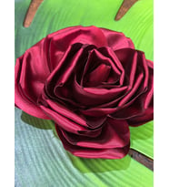 SATEN KABARTMA ÇİÇEK GİYİM DİKİŞ AKSESUARI ABİYE AKSESUARI ÇAP 22 CM (Bordo)