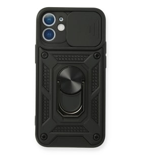 Pilelistore   iPhone 12 Mini Kılıf Pars Lens Yüzüklü Silikon - Siyah