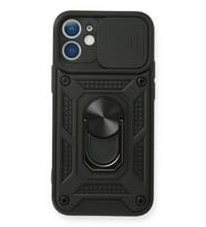 Pilelistore   iPhone 12 Mini Kılıf Pars Lens Yüzüklü Silikon - Siyah