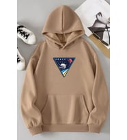 Unisex Space Baskılı Sweatshirt (Bej)