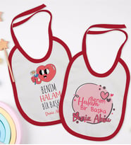 BK Kids Kişiye Özel Halam Bir Başka Tasarımlı 2’li Kırmızı Mama Önlüğü-1