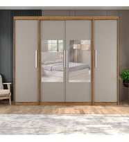 Sürgülü Gardırop İki Taraflı Boydan Kapaklı Orta Sürgülü Dolap 60+140+60 cm Kül Gri + Ud