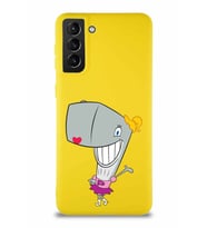 Samsung Galaxy S21 Plus Soft Premier Kapak Pearl Yengeç Tasarımlı Silikon Kılıf - Sarı (Şeffaf)