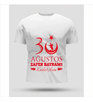 30 Ağustos Zafer Bayramı Baskılı Oversize Bisiklet Yaka T-shirt - Beyaz
