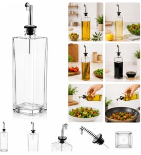 Yağdanlık Paslanmaz Çelik Dökme Uçlu Yağlık Sirkelik Yağ Şişesi Zeytinyağı Ve Sirke İçin Akıtmaz 700 Ml ŞEFFAF
