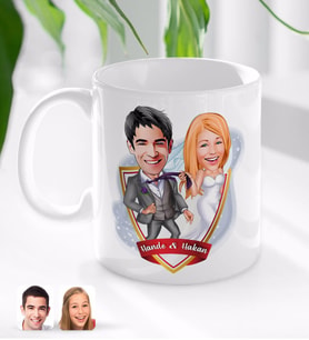 BK Gift Kişiye Özel İsimli Evleniyoruz Karikatürlü Beyaz Kupa Bardak-6
