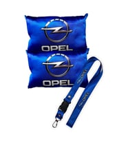 Opel Logolu Dijital Baskılı Mavi Araç Boyun Yastığı & Oto Ayna Askısı – 2’li Özel Set