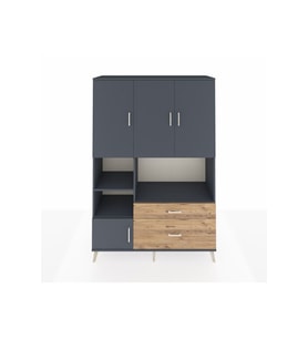Hyperion Dolap 7 Raflı 2 Çekmeceli 5 Kapaklı 132x44x195 Antrasit-Antrasit/Çam