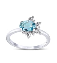 0.95 Karat Mavi Topaz Pırlanta Yüzük