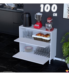 Eliusta Gaye Çok Amaçlı 2 Kapaklı Dolap 100x87x32 cm Banyo Mutfak Çocuk Odası Düzenleyici Kiler