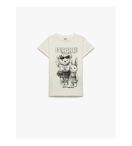 Koton Ayıcık ve Tavşancık Baskılı Ekru Kız Çocuk T-Shirt 6SKG10338AK