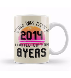 Born In 2014 Gift 2014 Birthday Gift   Made, Born in 2014 Gift   8 Year Old Birthday Gift Vintage Style Kupa Bardak Porselen