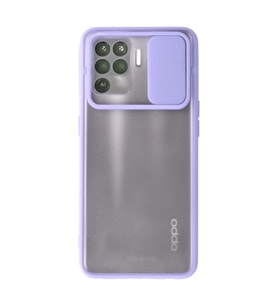 Oppo Reno 5 Lite Kılıf Palm Buzlu Kamera Sürgülü Silikon - Lila