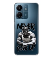 Xiaomi Redmi 13C Uyumlu Arnold Fitness Never Give Up Desenli Şeffaf Telefon Kılıfı