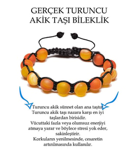 Sertifikalı Ham Işlenmemiş Damarlı Turuncu Akik Taşı Bileklik (Çok Renkli)