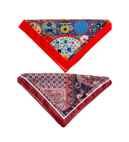 2 Li Saten Bandana Seti Saten Fular Saten Çanta Aksesuarı Özel Desen Bandana 45X50 Cm