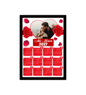 Aşkınızın En Güzel Hali - Kişiye Özel Fotoğraflı 2027 Duvar Takvimi Siyah MDF Çerçeveli A4