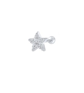 Gümüş taşlı tragus kıkırdak Piercing tek küpe hs36e3 Beyaz-Tek Ebat