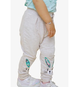 Breeze Kız Bebek Tayt Pantolon Tavşan Nakışlı 9 Ay-3 Yaş, Bej Melanj