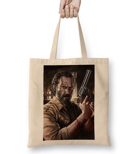 The Walking Dead Rick Çizim Bez Çanta Uzun Saplı
